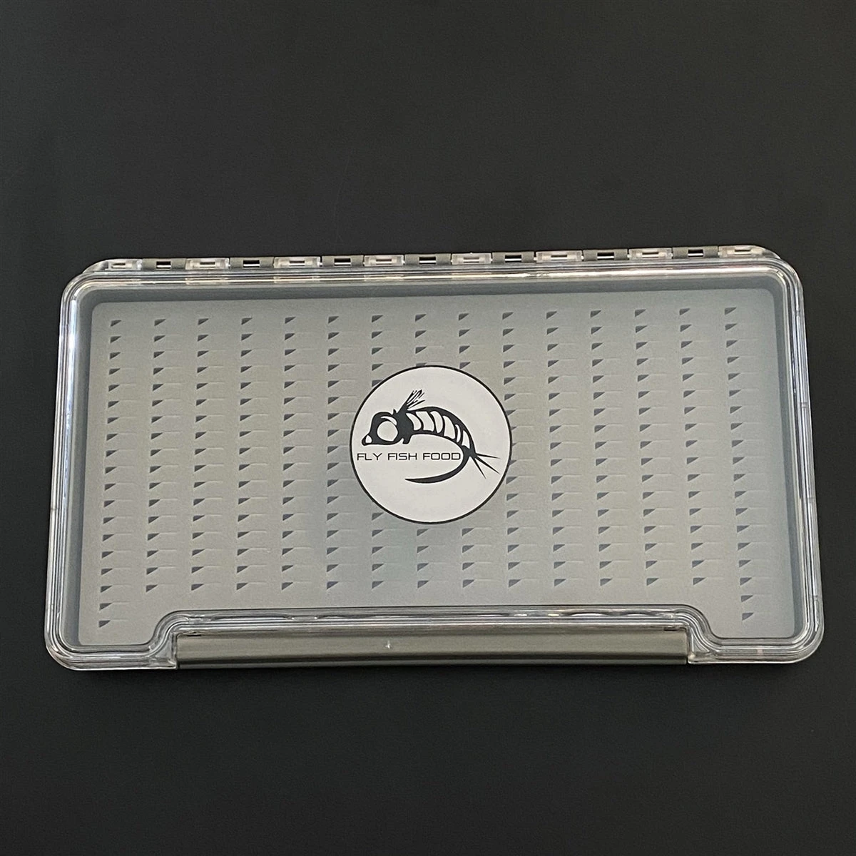 FLY FISH FOOD LOGO FLY BOX, CLEAR SINGLE SIDED - X-LARGE WITH EASY GRIP FOAM 1 FLY FISH FOOD LOGO FLY BOX, CLEAR SINGLE SIDED - X-LARGE WITH EASY GRIP FOAM