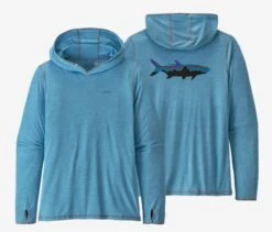 Patagonia Men's Tropic Comfort Hoody II -Catch Fish Tool Shop Tarpon Lago blue